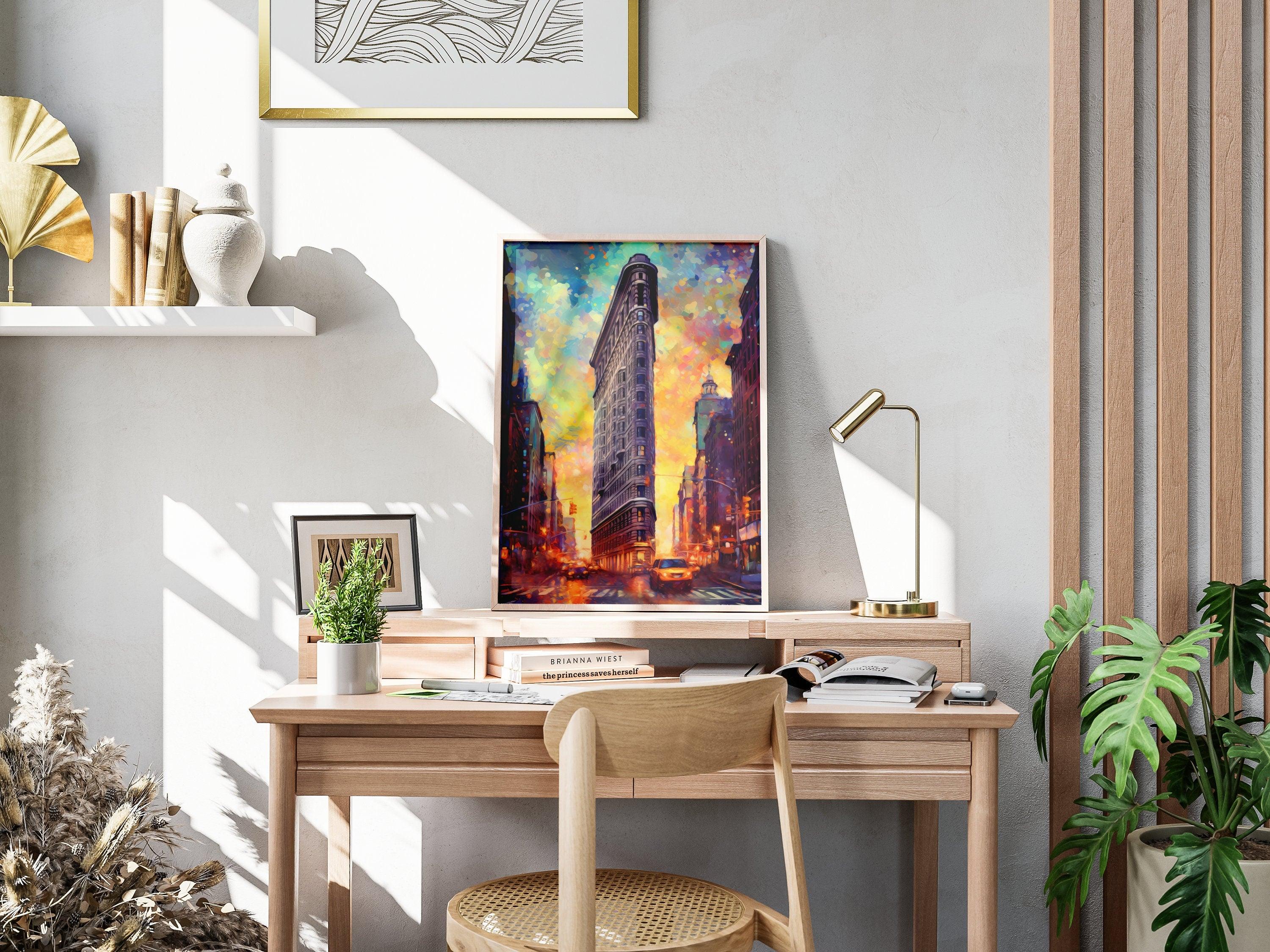 New York City Travel Poster, Pop Lights, Manhattan Colorful Wall Art, Vibrant USA Print, Handmade USA Travel Gift, NYC Oil Painting