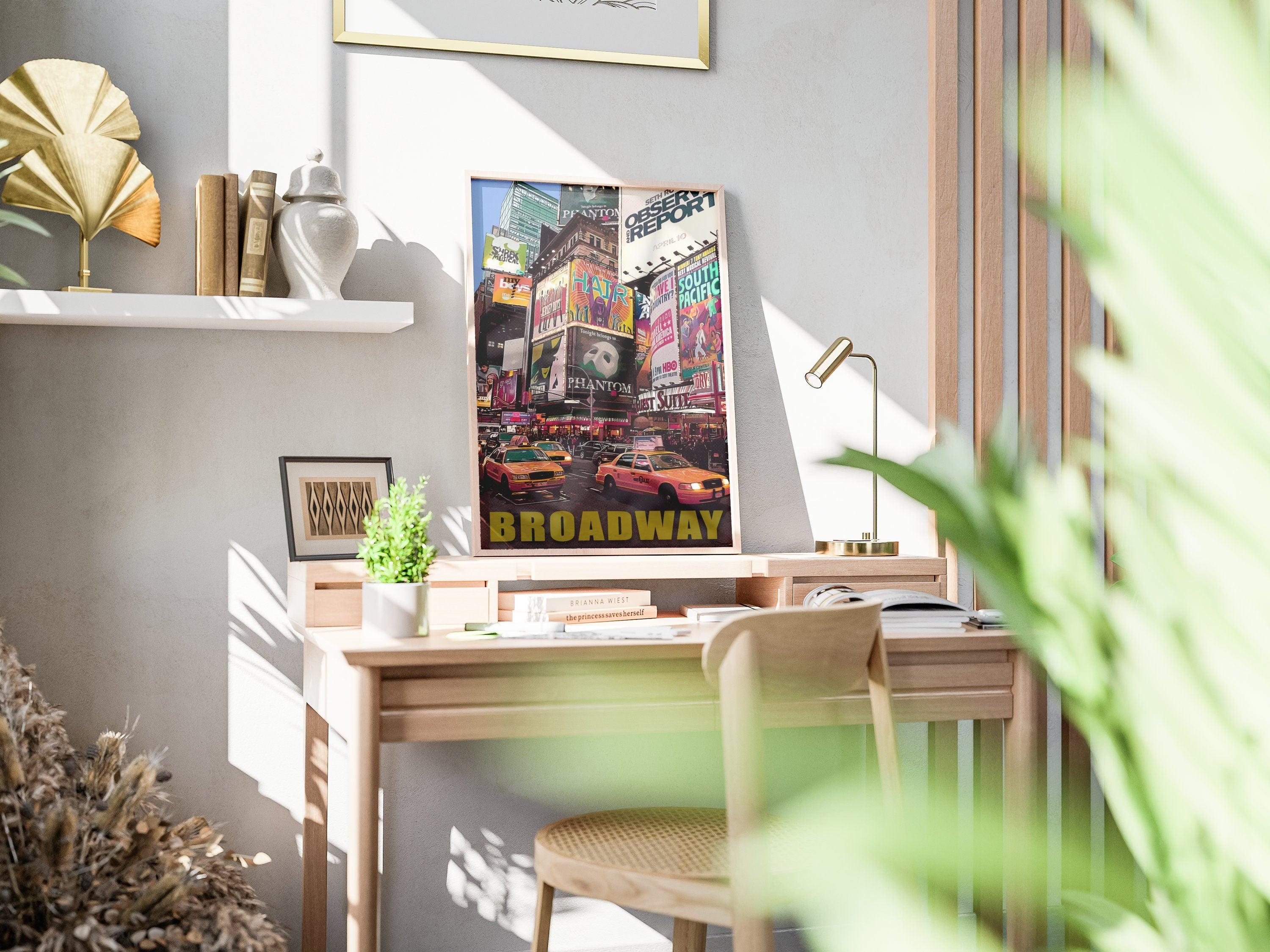 Broadway Theater Print, Manhattan Colorful Wall Art, New York Retro Poster, NYC Movie, Vibrant USA Print, Aesthetic NY, Pop Travel Poster